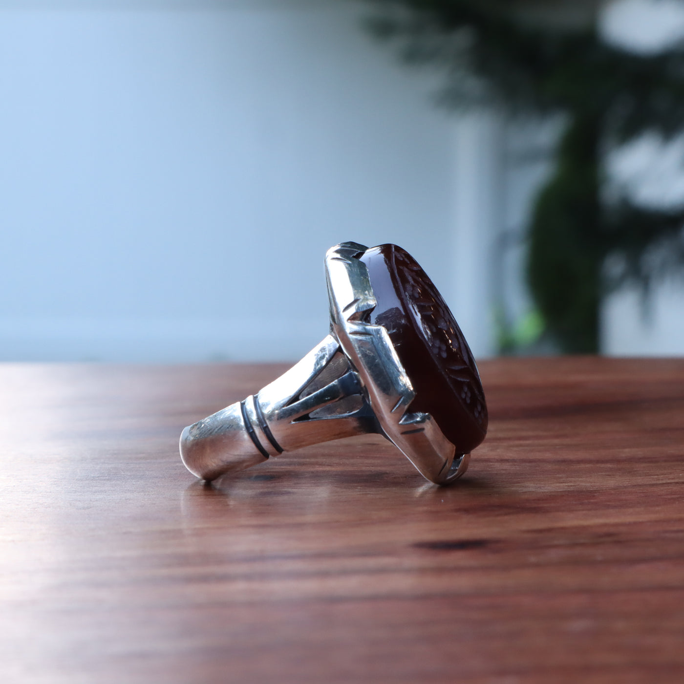 YEMENI RED AQEEQ STERLING SILVER RING FOR MEN | US RING SIZE 10.5 - AlAliGems