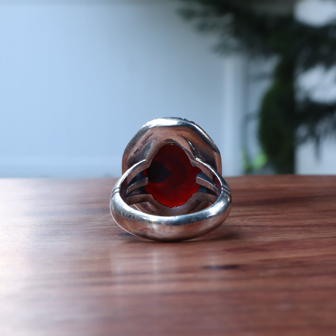 YEMENI RED AQEEQ STERLING SILVER RING FOR MEN | US RING SIZE 10.5 - AlAliGems