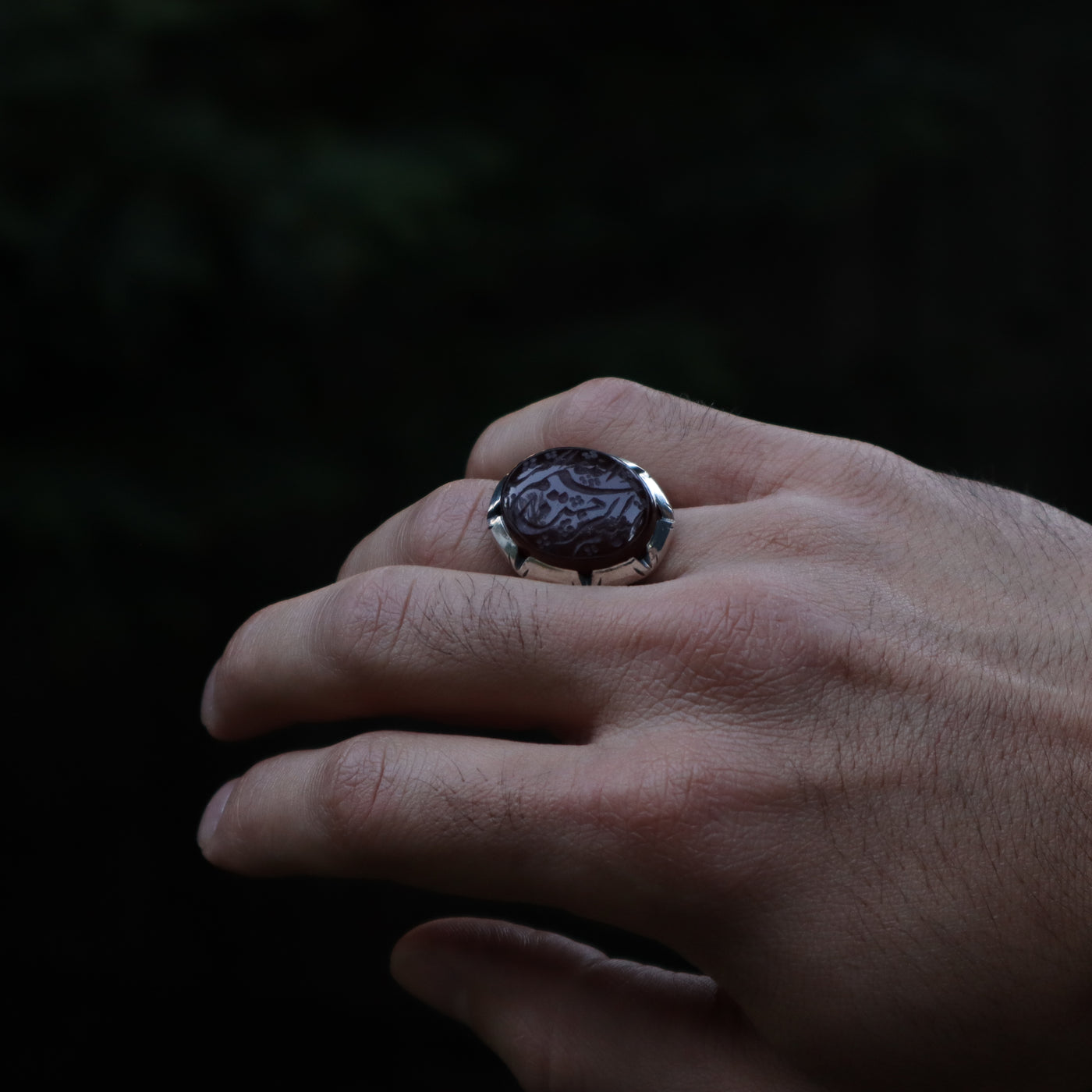YEMENI RED AQEEQ STERLING SILVER RING FOR MEN | US RING SIZE 10.5 - AlAliGems