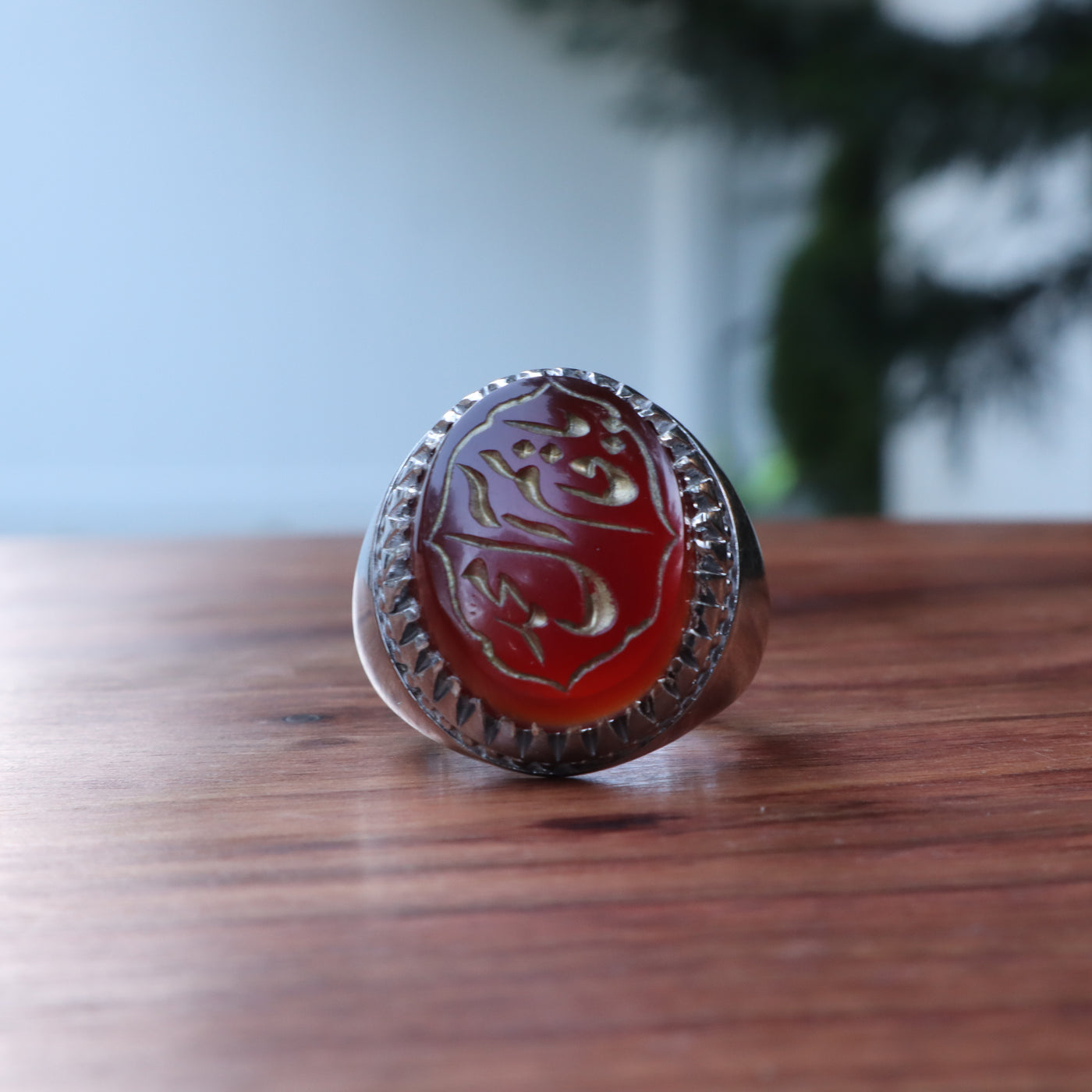 YEMENI RED AQEEQ STERLING SILVER RING FOR MEN | US RING SIZE 11.5 - AlAliGems