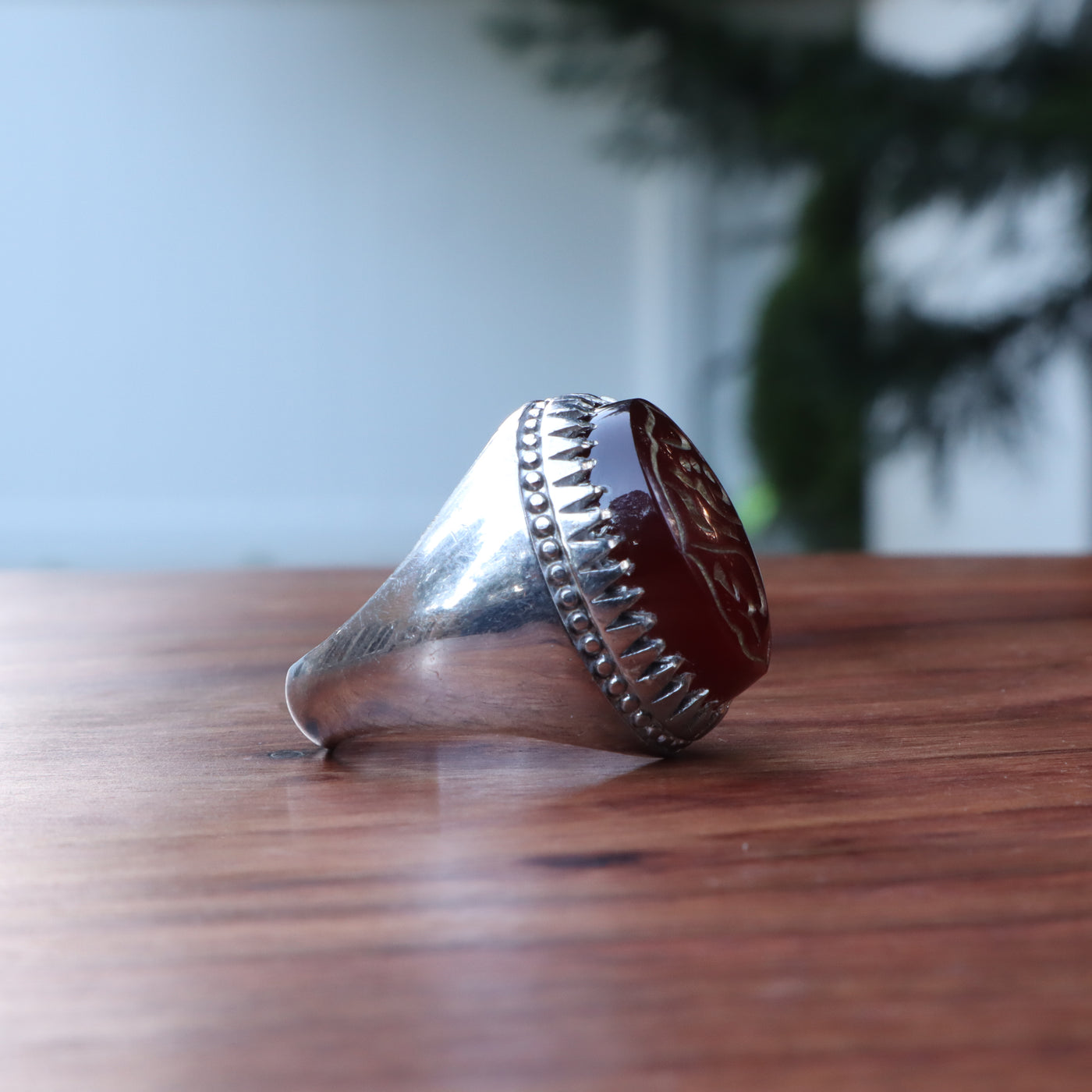 YEMENI RED AQEEQ STERLING SILVER RING FOR MEN | US RING SIZE 11.5 - AlAliGems