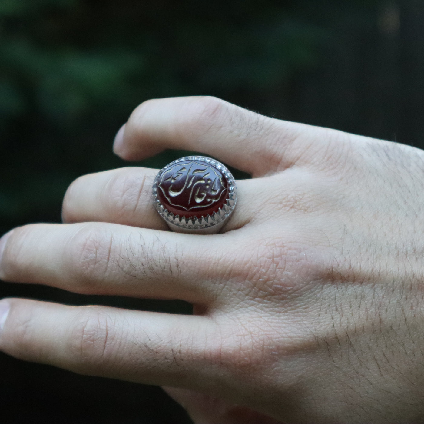 YEMENI RED AQEEQ STERLING SILVER RING FOR MEN | US RING SIZE 11.5 - AlAliGems
