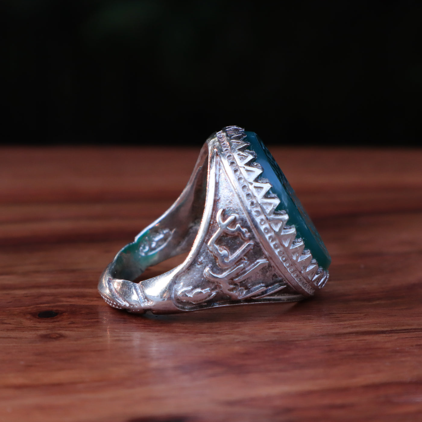 YEMENI GREEN AQEEQ STERLING SILVER RING FOR MEN | US RING SIZE 12 - AlAliGems