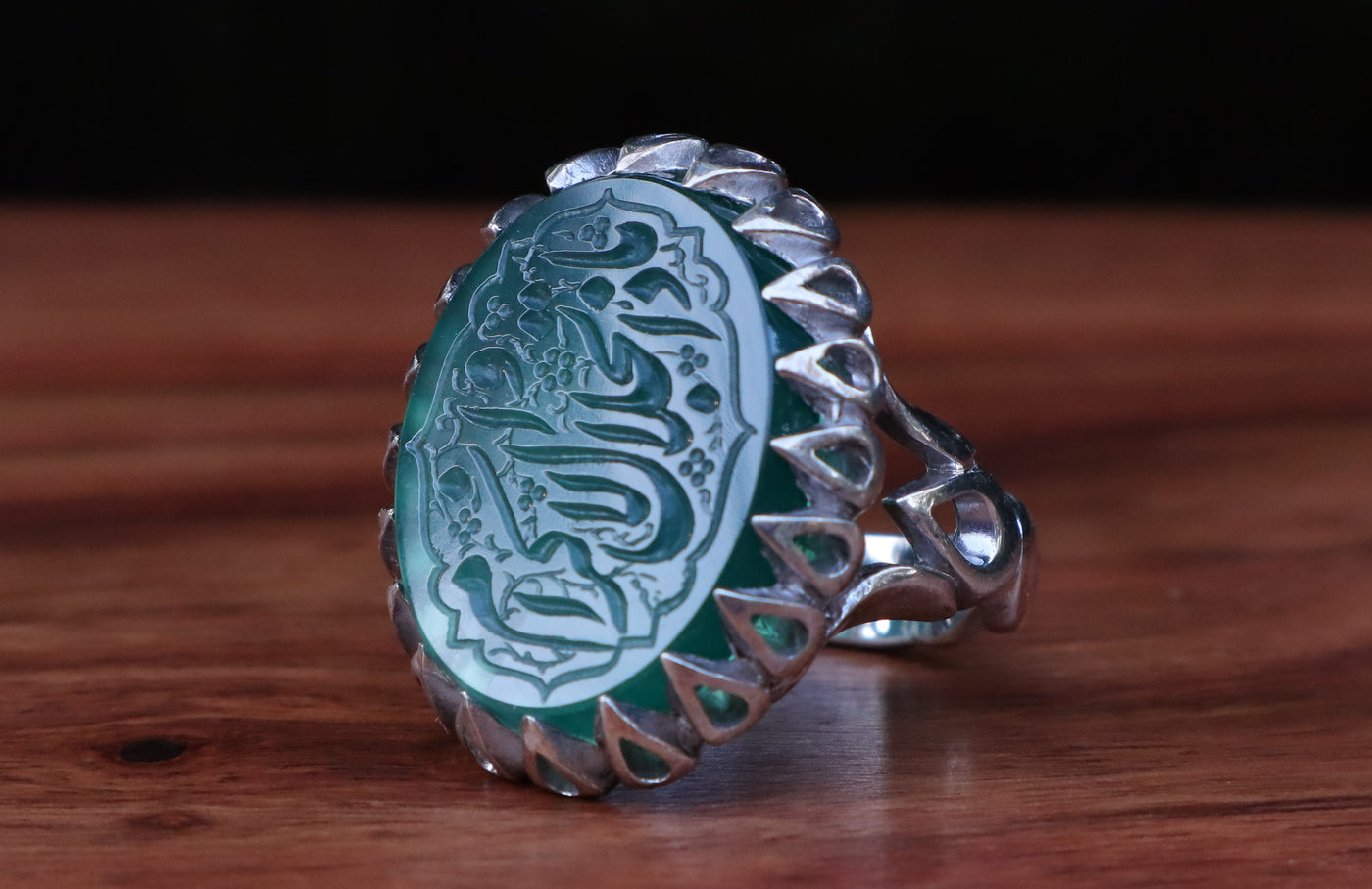 YEMENI GREEN AQEEQ STERLING SILVER RING FOR MEN | US RING SIZE 10 - AlAliGems
