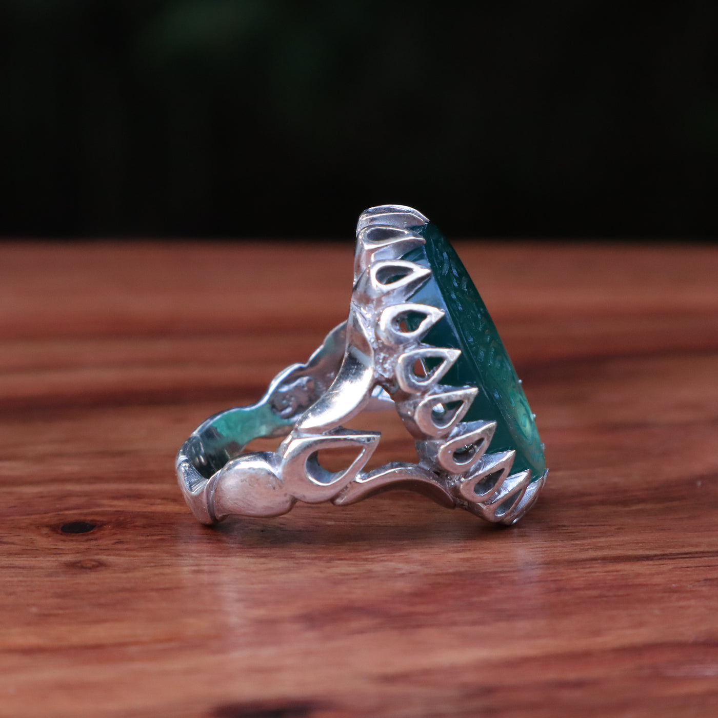 YEMENI GREEN AQEEQ STERLING SILVER RING FOR MEN | US RING SIZE 10 - AlAliGems