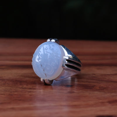 YEMENI AQEEQ STERLING SILVER RING FOR MEN | US RING SIZE 10.5 - AlAliGems