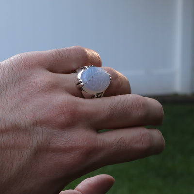 YEMENI AQEEQ STERLING SILVER RING FOR MEN | US RING SIZE 10.5 - AlAliGems