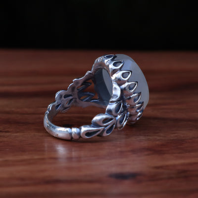 YEMENI AQEEQ STERLING SILVER RING FOR MEN | US RING SIZE 10 - AlAliGems