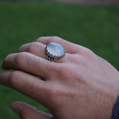 YEMENI AQEEQ STERLING SILVER RING FOR MEN | US RING SIZE 10 - AlAliGems