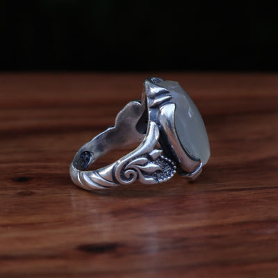 YEMENI AQEEQ STERLING SILVER RING FOR MEN | US RING SIZE 9 - AlAliGems