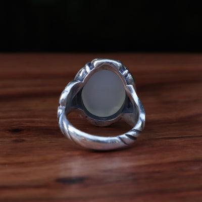 YEMENI AQEEQ STERLING SILVER RING FOR MEN | US RING SIZE 9 - AlAliGems