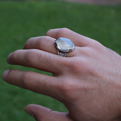 YEMENI AQEEQ STERLING SILVER RING FOR MEN | US RING SIZE 9 - AlAliGems
