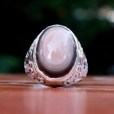 Yemeni Sulemani Aqeeq Ring | Sterling Silver 92.5 | US Size 10.5 - AlAliGems