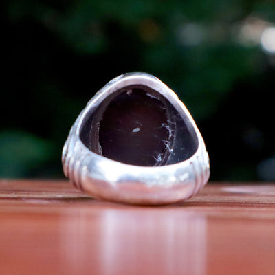 Yemeni Sulemani Aqeeq Ring | Sterling Silver 92.5 | US Size 10.5 - AlAliGems