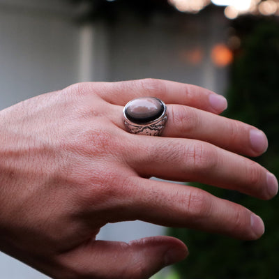Yemeni Sulemani Aqeeq Ring | Sterling Silver 92.5 | US Size 10.5 - AlAliGems