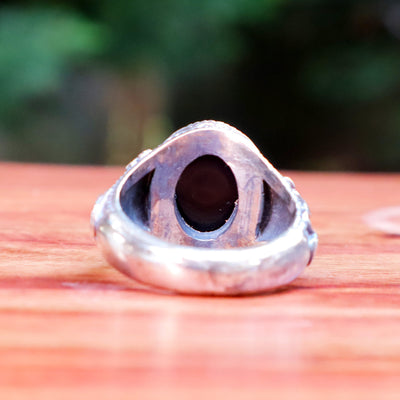 Yemeni Sulemani Aqeeq Ring | Sterling Silver 92.5 | US Size 11 - AlAliGems