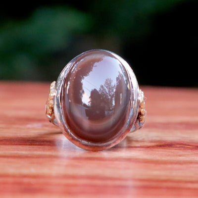 Yemeni Sulemani Aqeeq Ring | Sterling Silver 92.5 | US Size 9 - AlAliGems