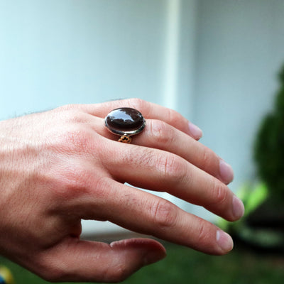 Yemeni Sulemani Aqeeq Ring | Sterling Silver 92.5 | US Size 9 - AlAliGems