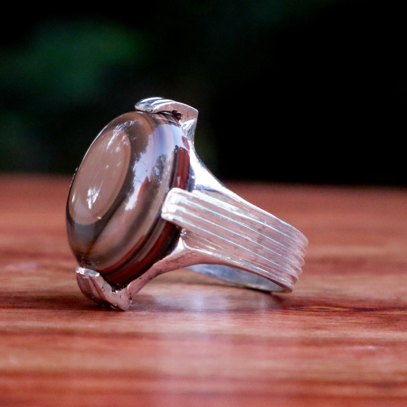 Yemeni Sulemani Aqeeq Ring | Sterling Silver 92.5 | US Size 10 - AlAliGems