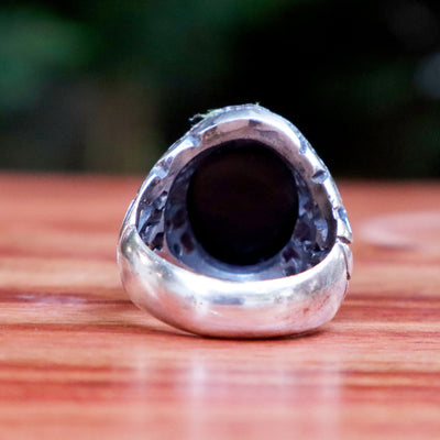Yemeni Sulemani Aqeeq Ring | Sterling Silver 92.5 | US Size 8.5 - AlAliGems