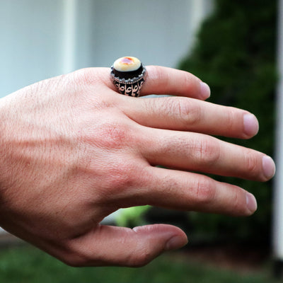 Yemeni Sulemani Aqeeq Ring | Sterling Silver 92.5 | US Size 8.5 - AlAliGems