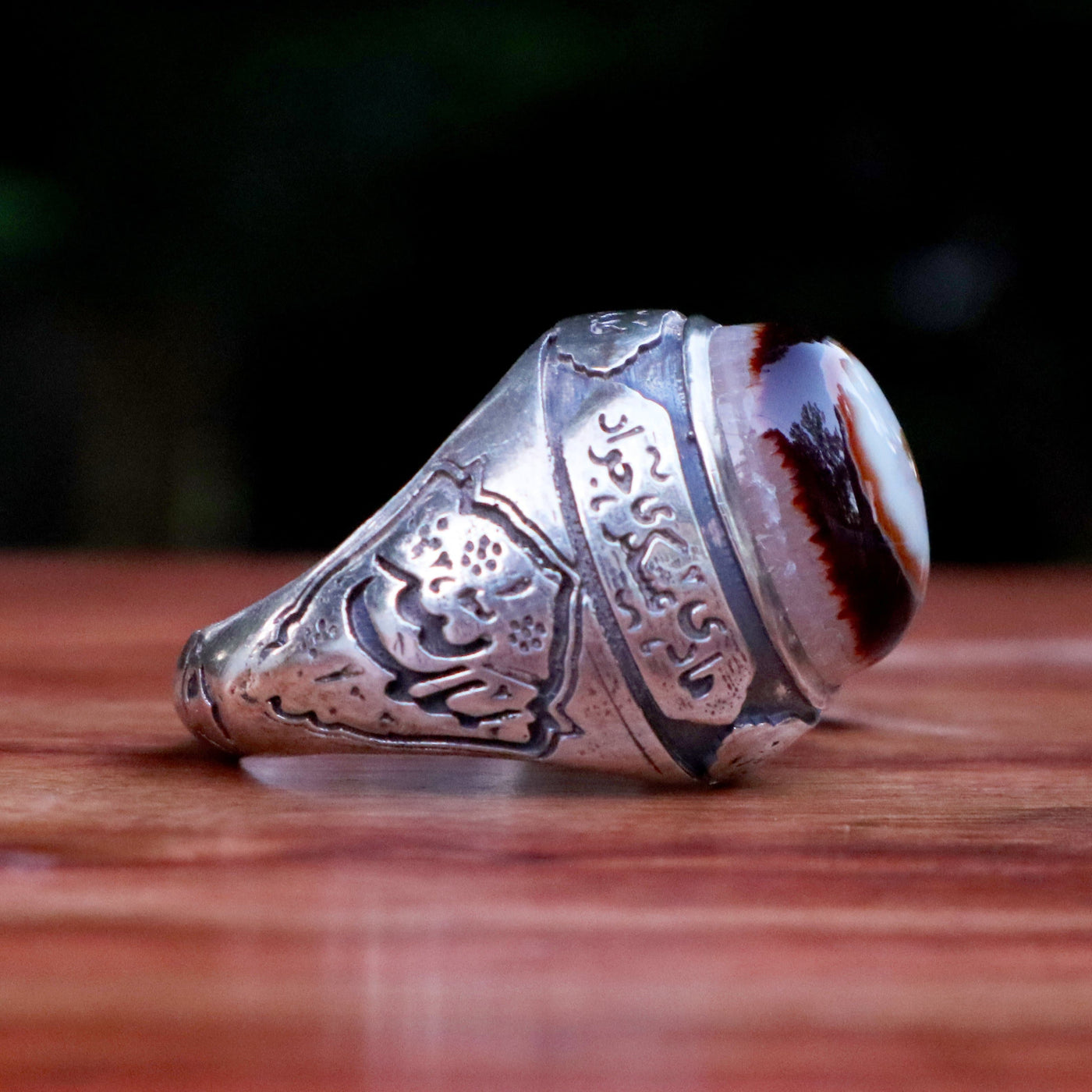 Yemeni Sulemani Aqeeq Ring | Sterling Silver 92.5 | US Size 12.5 - AlAliGems
