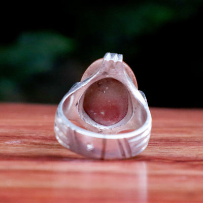 Yemeni Sulemani Aqeeq Ring | Sterling Silver 92.5 | US Size 10.5 - AlAliGems
