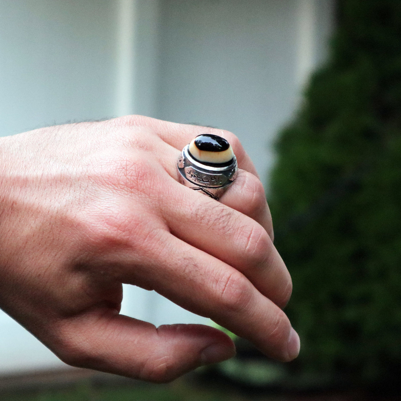 Yemeni Sulemani Aqeeq Ring | Sterling Silver 92.5 | US Size 12 - AlAliGems