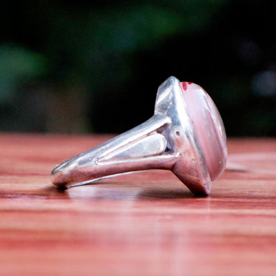 Yemeni Sulemani Aqeeq Ring | Sterling Silver 92.5 | US Size 10 - AlAliGems