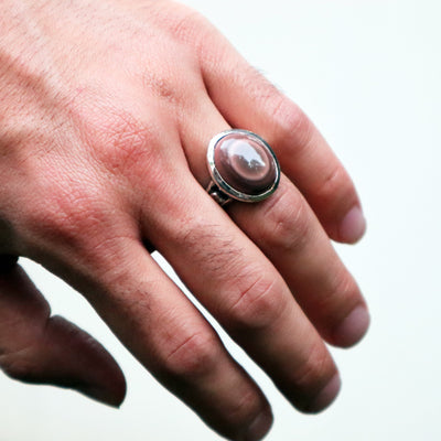 Yemeni Sulemani Aqeeq Ring | Sterling Silver 92.5 | US Size 10 - AlAliGems
