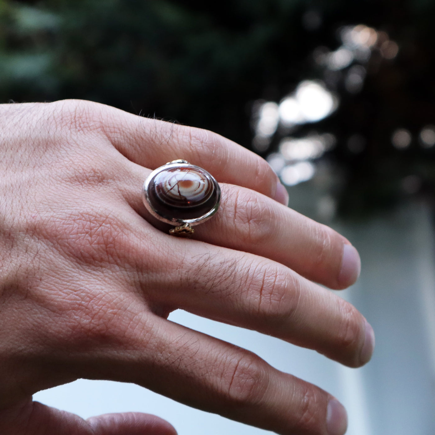 Yemeni Sulemani Aqeeq Ring | Sterling Silver 92.5 | US Size 9 - AlAliGems