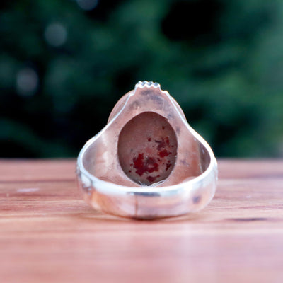 Yemeni Sulemani Aqeeq Ring | Sterling Silver 92.5 | US Size 10 - AlAliGems
