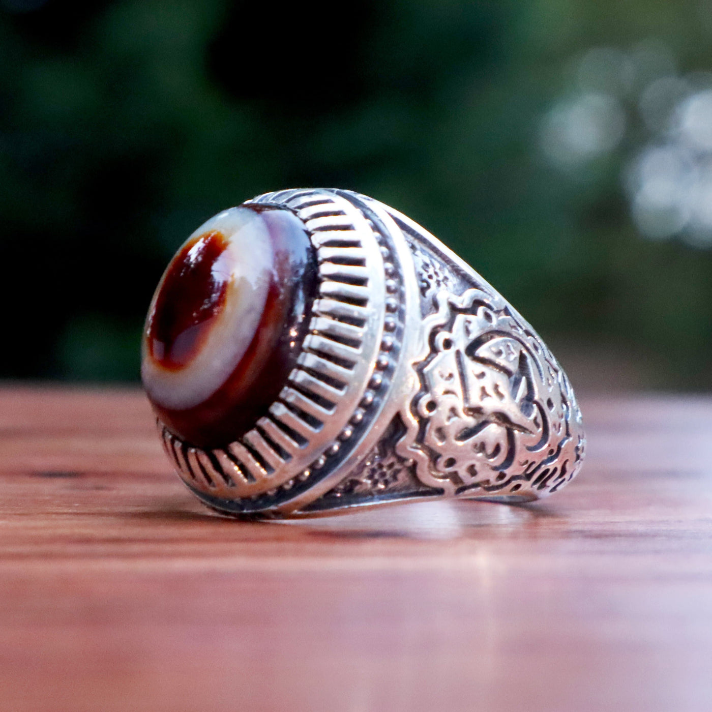 Yemeni Sulemani Aqeeq Ring | Sterling Silver 92.5 | US Size 12 - AlAliGems
