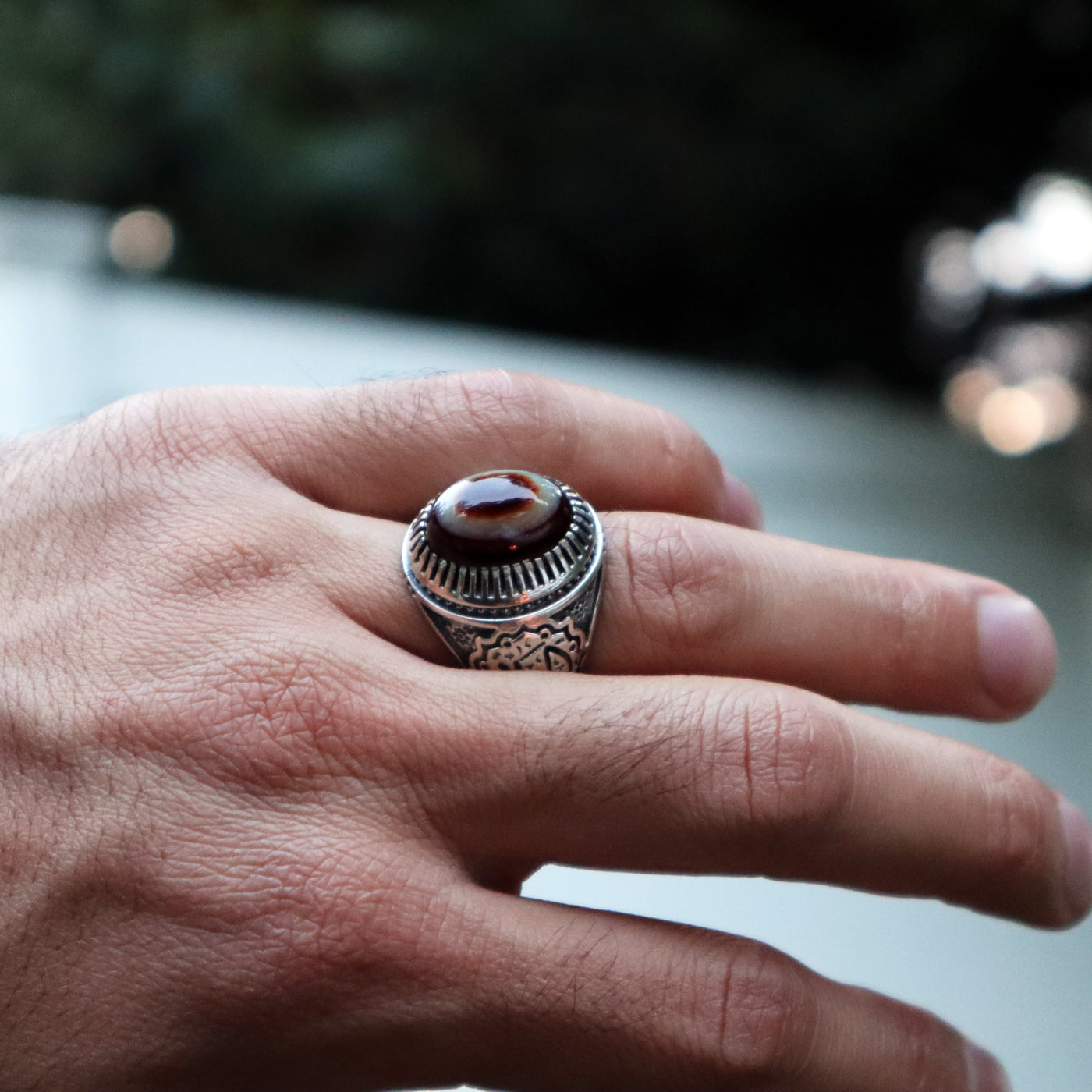 Yemeni Sulemani Aqeeq Ring | Sterling Silver 92.5 | US Size 12 - AlAliGems