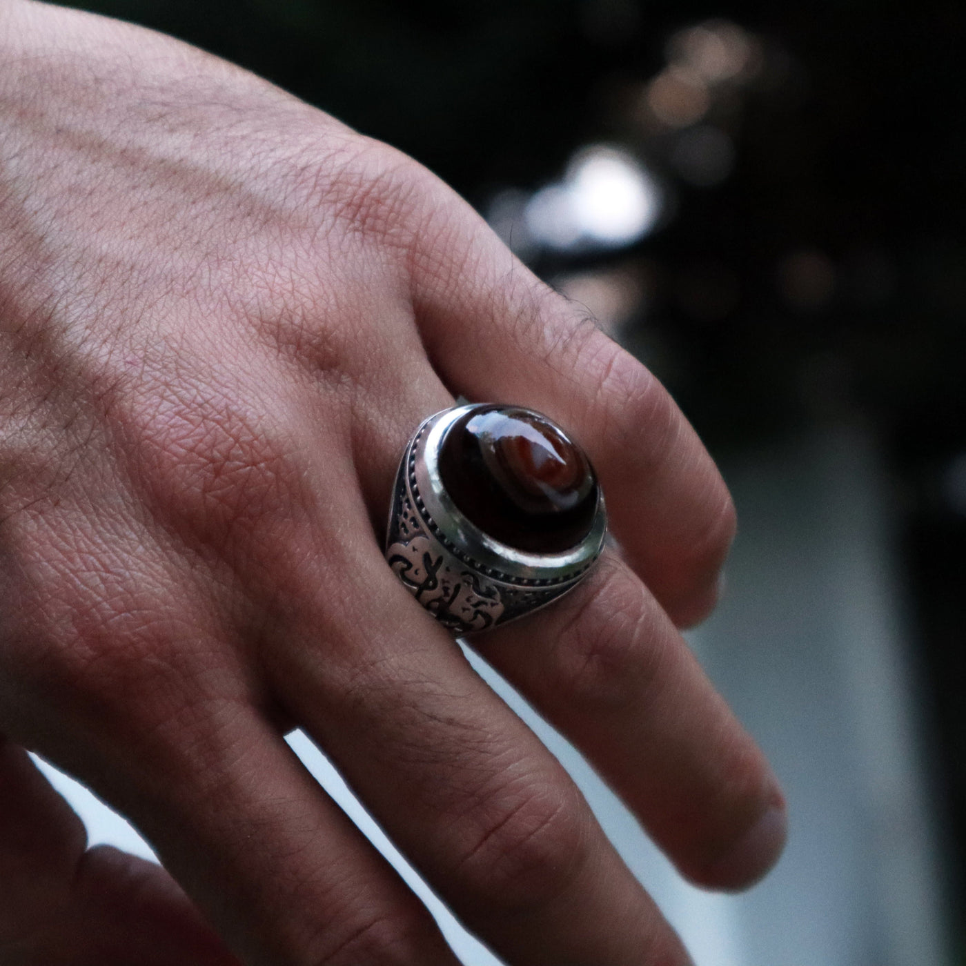 Yemeni Sulemani Aqeeq Ring | Sterling Silver 92.5 | US Size 12 - AlAliGems