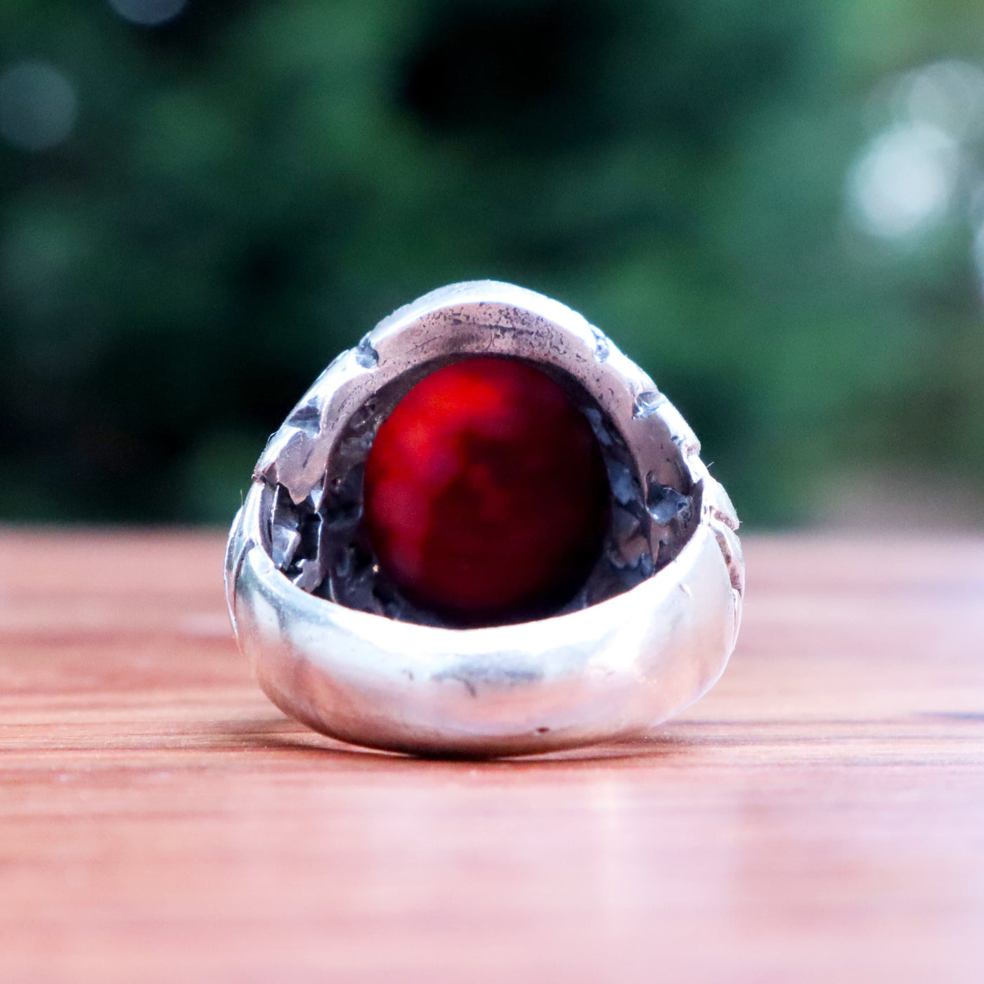 Yemeni Sulemani Aqeeq Ring | Sterling Silver 92.5 | US Size 8.5 - AlAliGems