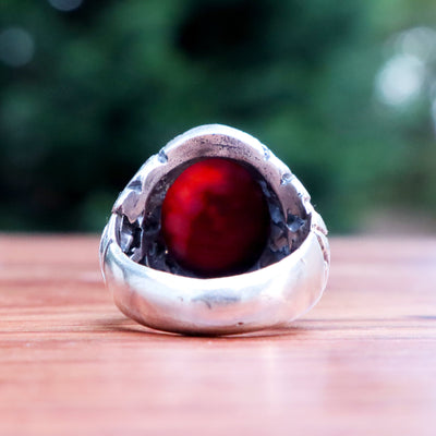Yemeni Sulemani Aqeeq Ring | Sterling Silver 92.5 | US Size 8.5 - AlAliGems