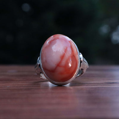 Rare Red Dur E Najaf Ring Silver | Dur Hussaini Size 10.5 - Al Ali Gems
