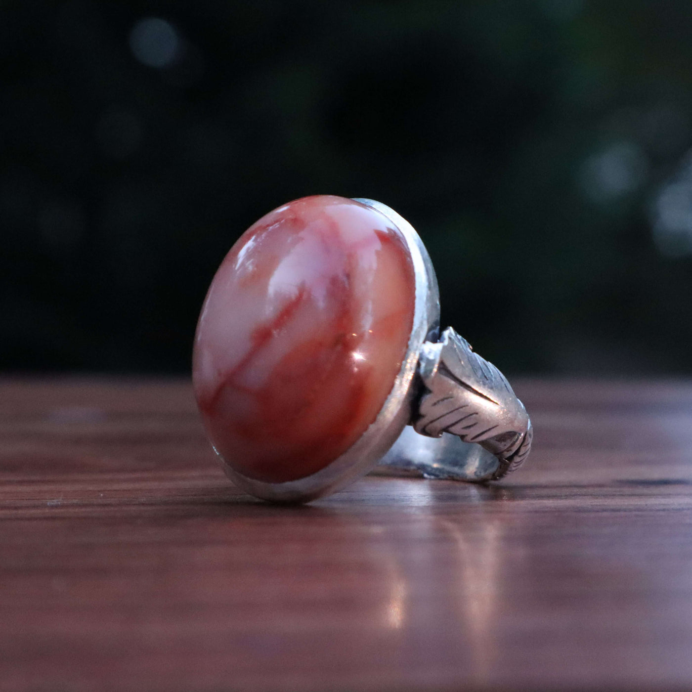 Rare Red Dur E Najaf Ring Silver | Dur Hussaini Size 10.5 - Al Ali Gems
