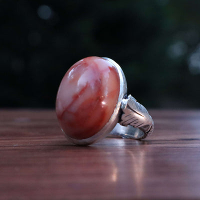 Rare Red Dur E Najaf Ring Silver | Dur Hussaini Size 10.5 - Al Ali Gems