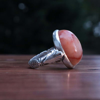 Rare Red Dur E Najaf Ring Silver | Dur Hussaini Size 10.5 - Al Ali Gems