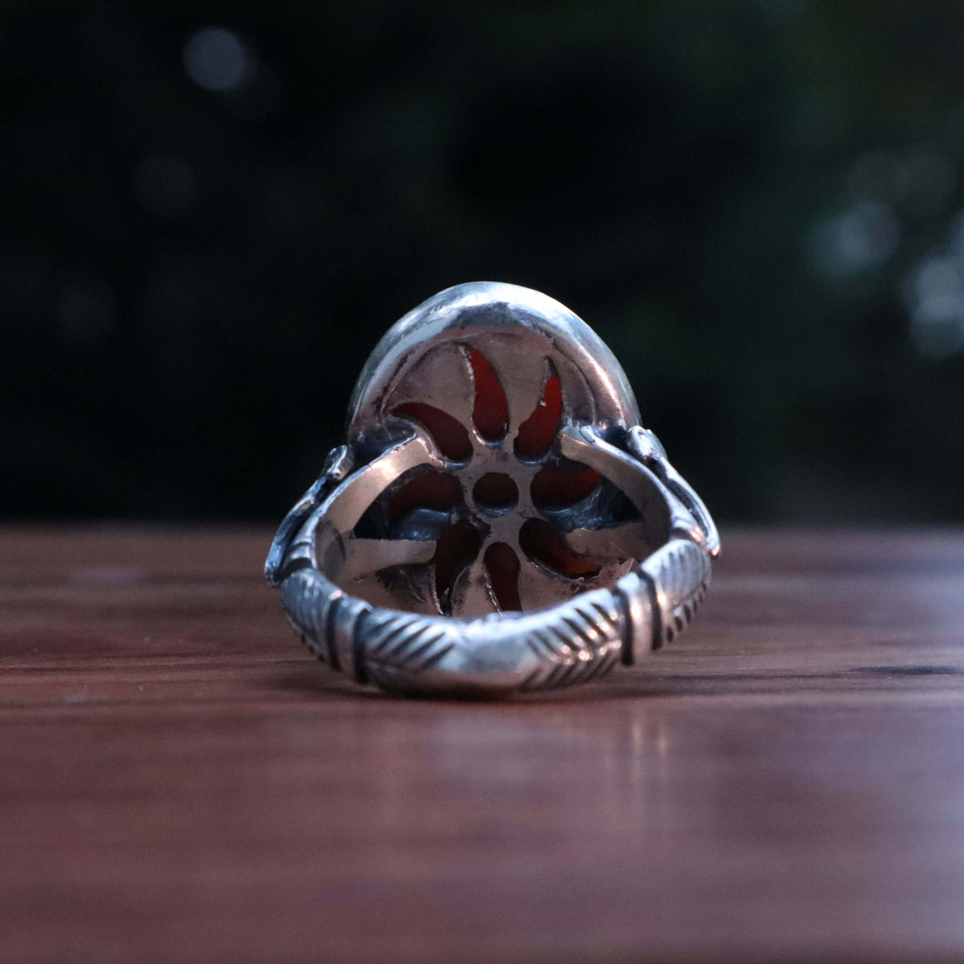 Rare Red Dur E Najaf Ring Silver | Dur Hussaini Size 10.5 - Al Ali Gems