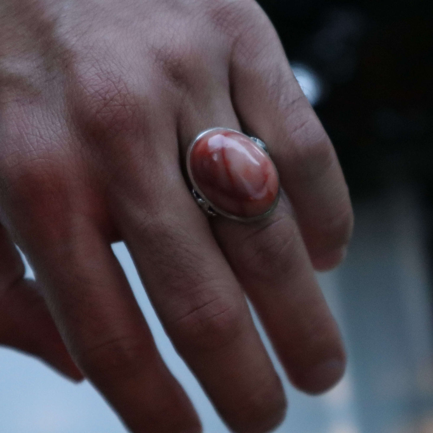 Rare Red Dur E Najaf Ring Silver | Dur Hussaini Size 10.5 - Al Ali Gems