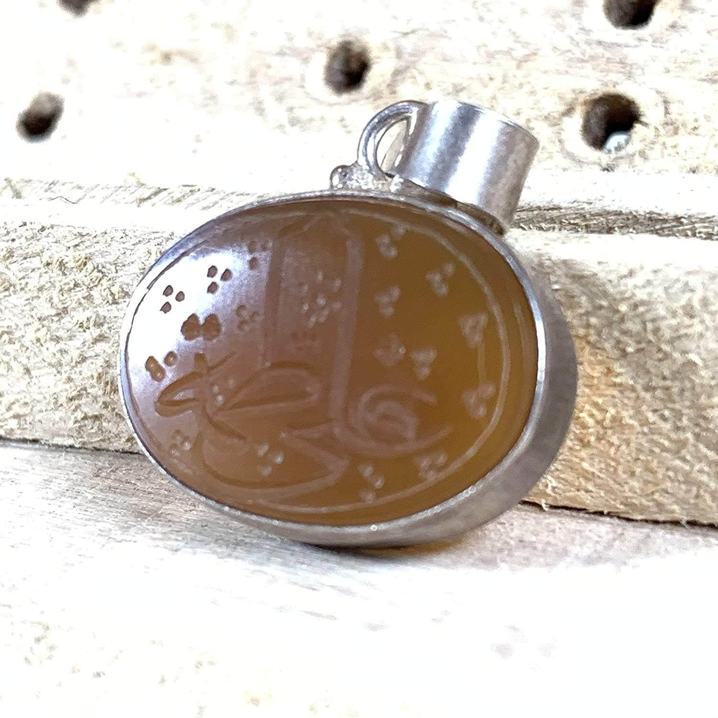 Ali and Fatima Pendant | Yemeni Yellow Aqeeq Pendant | Yellow Akik stone Pendant silver unisex | AlAliGems | Aqeeq Stone Akik stone - Al Ali Gems