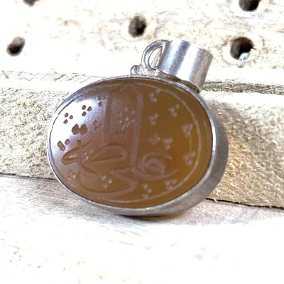 Ali and Fatima Pendant | Yemeni Yellow Aqeeq Pendant | Yellow Akik stone Pendant silver unisex | AlAliGems | Aqeeq Stone Akik stone - Al Ali Gems