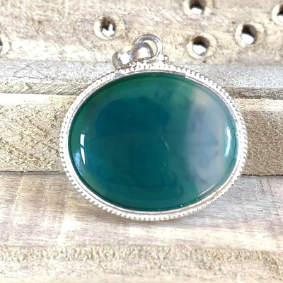 Allahumma Salli Ala Muhammad Wa Aalay Muhammad | Yemeni Green Aqeeq Pendant | Green Yemeni Akik stone Pendant silver unisex | AlAliGems - Al Ali Gems