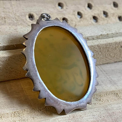 Allahumma Salli Ala Muhammad Wa Aalay Muhammad | Yemeni Yellow Aqeeq Pendant | Yellow Akik stone Pendant silver unisex | AlAliGems - Al Ali Gems
