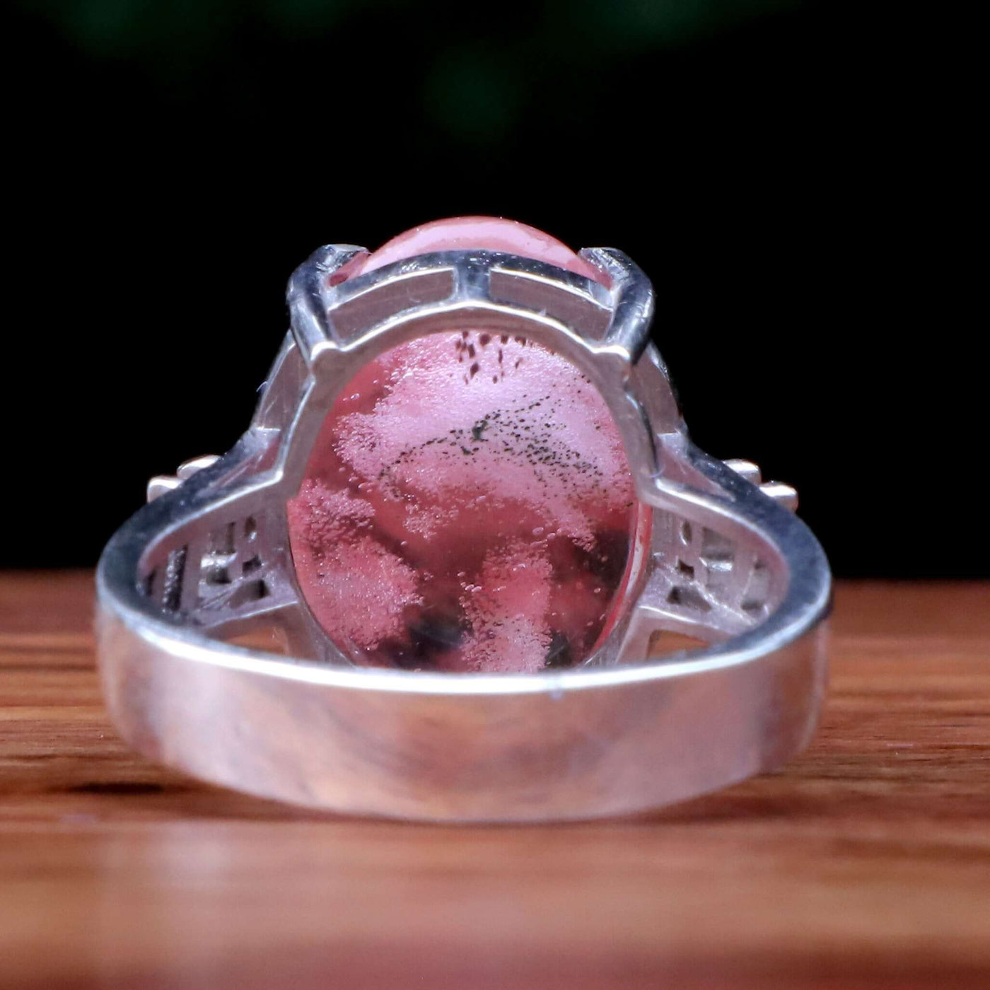 Handmade Persian Silver Ring For Women | Natural Pink Quartz Ring | US Size 7.5 - AlAliGems