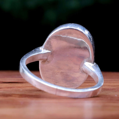 Mosawar Akik Stone Ring For Women | Natural Yemeni Aqeeq Ring For Ladies Sterling Silver | US Size 8 - AlAliGems