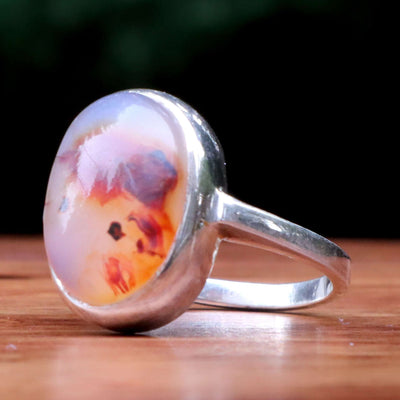 Mosawar Akik Stone Ring For Women | Natural Yemeni Aqeeq Ring For Ladies Sterling Silver | US Size 7.5 - AlAliGems